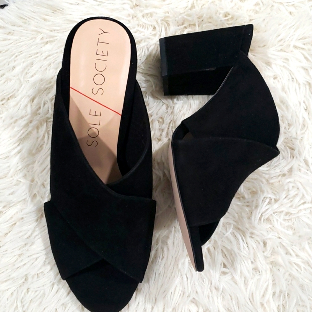 NWOT Sole Society Luella Black Thick Heel Mule - Picture 7 of 7